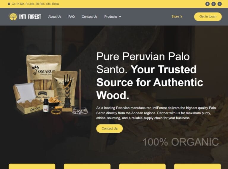 Portada del Sitio Web de Intiforest - Proyecto de Novatixel Peru