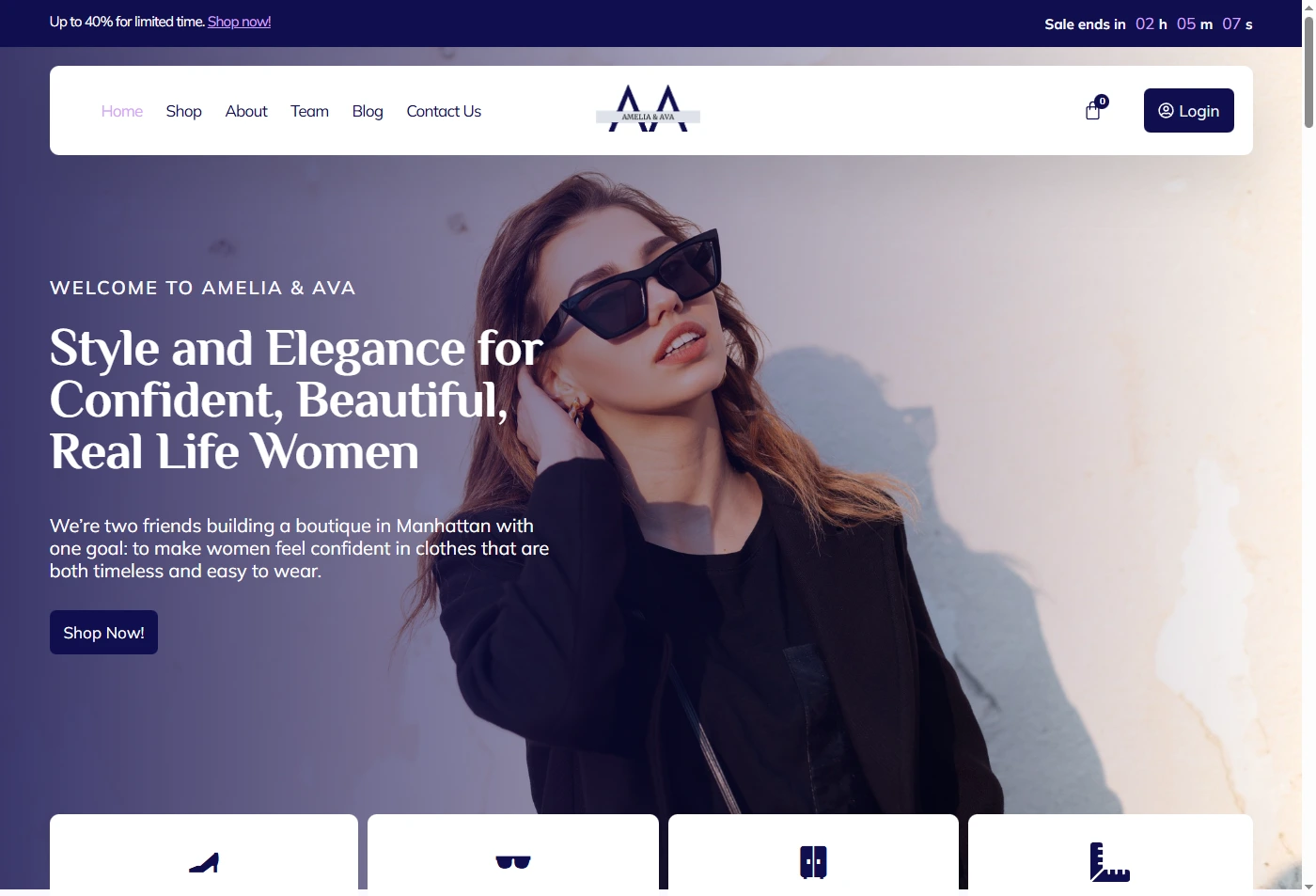 Amelia and Ava - Homepage Screenshot