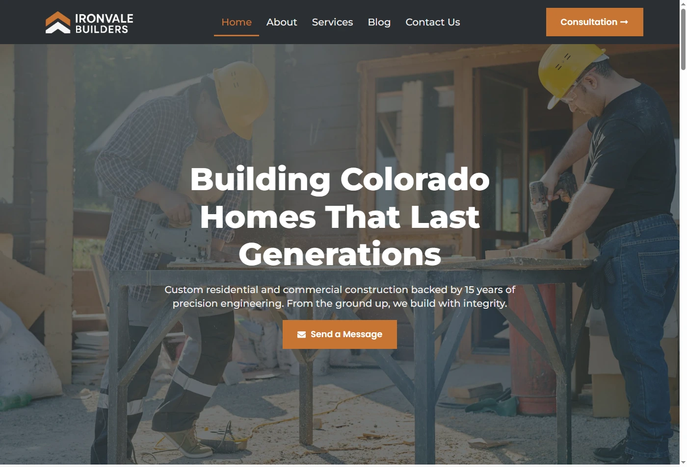 Ironvale Builders - Homepage Screenshot
