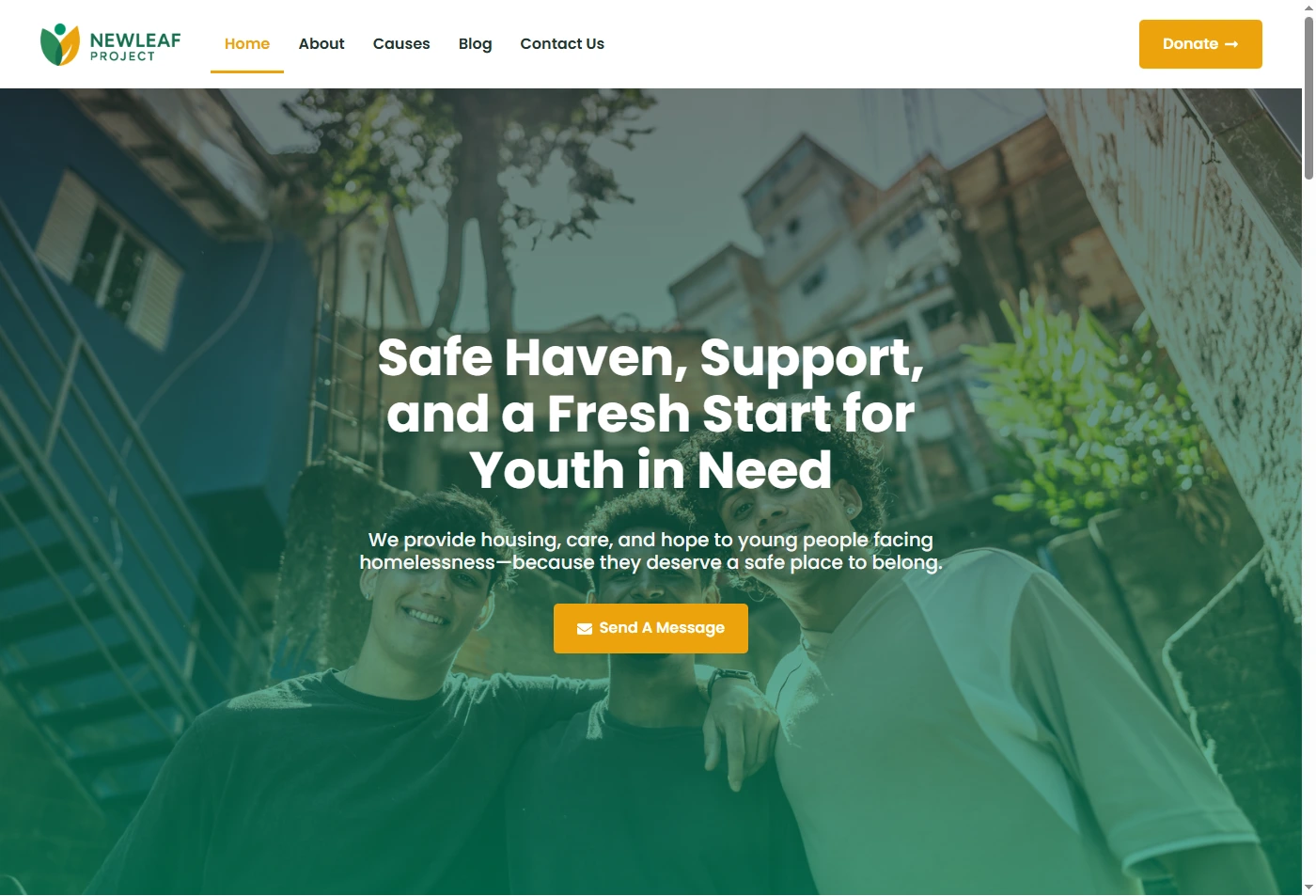 NewLeaf Project - Homepage Screenshot