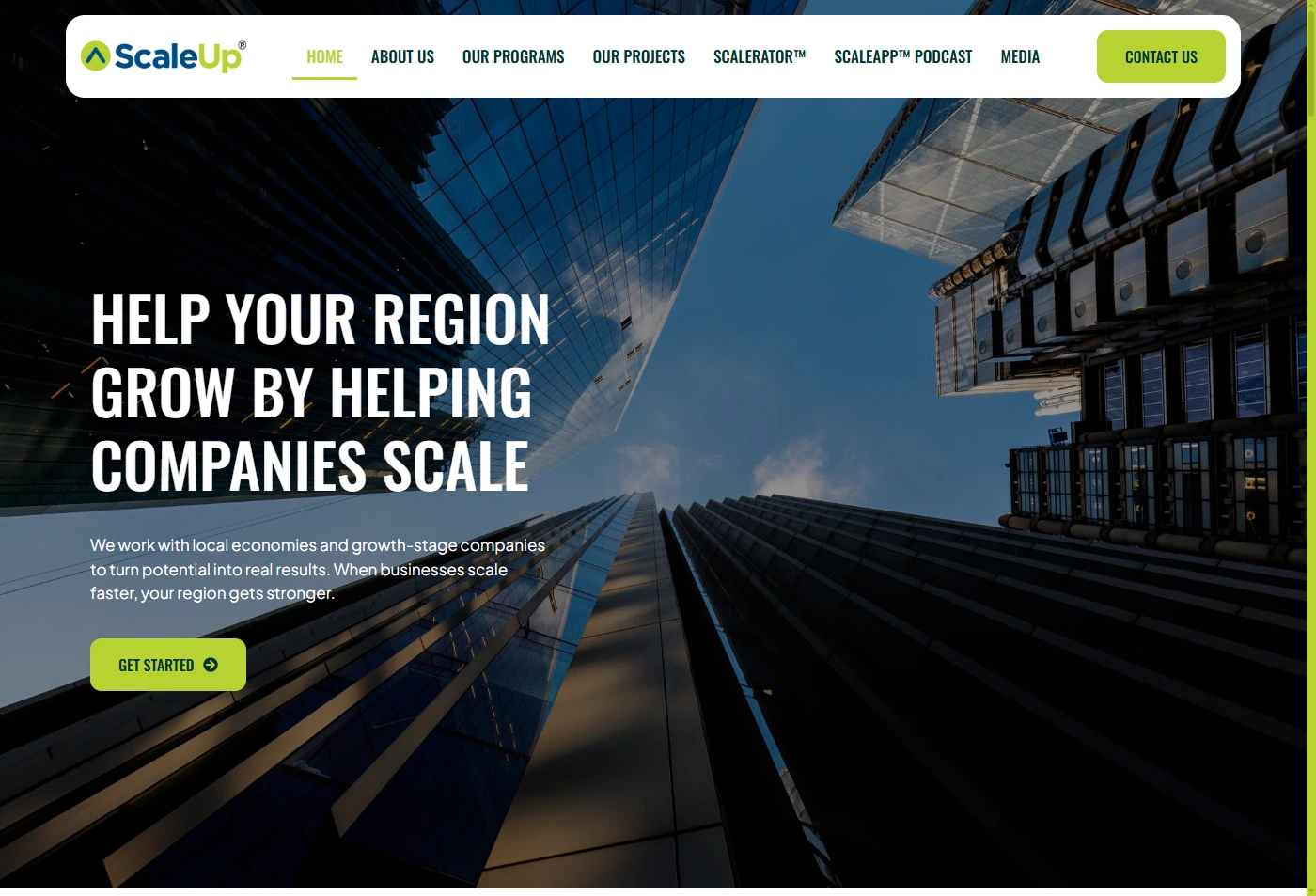 ScaleUp Ecosystems - Homepage Screenshot