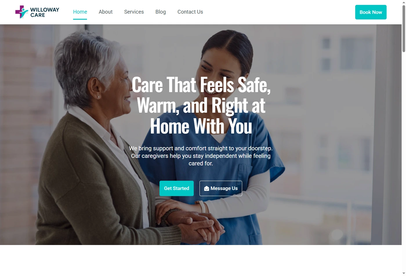 Willoway Care - Homepage Screenshot